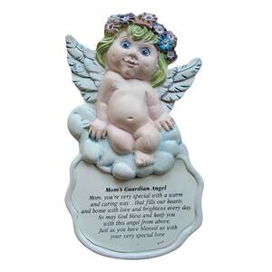 Paulas Moms Guardian Angel Plaque Ceramic Mothers Day Gift Cherub Baby Religious
